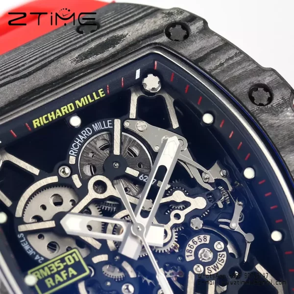 RICHARD MILLE RM35-01 Black Carbon BBR Factory Best Edition Red Rubber Strap - Super Clone Watch | 1:1 Best Version