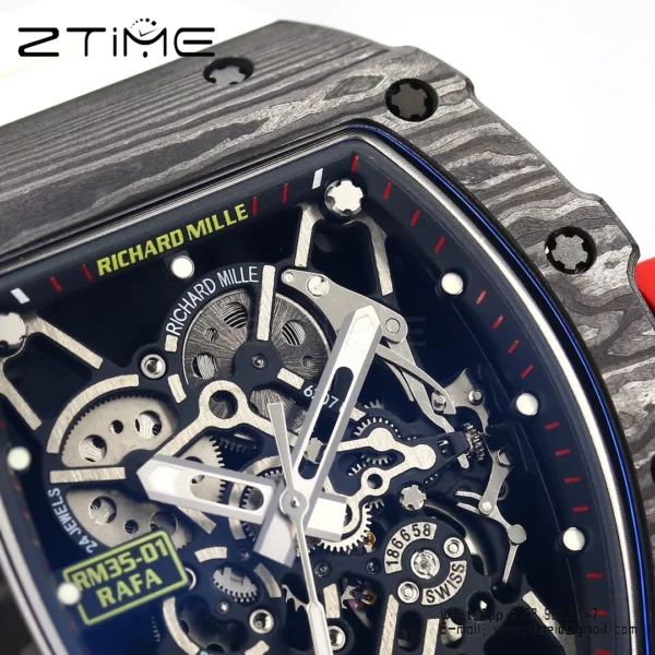 RICHARD MILLE RM35-01 Black Carbon BBR Factory Best Edition White Rubber Strap - Super Clone Watch | 1:1 Best Version