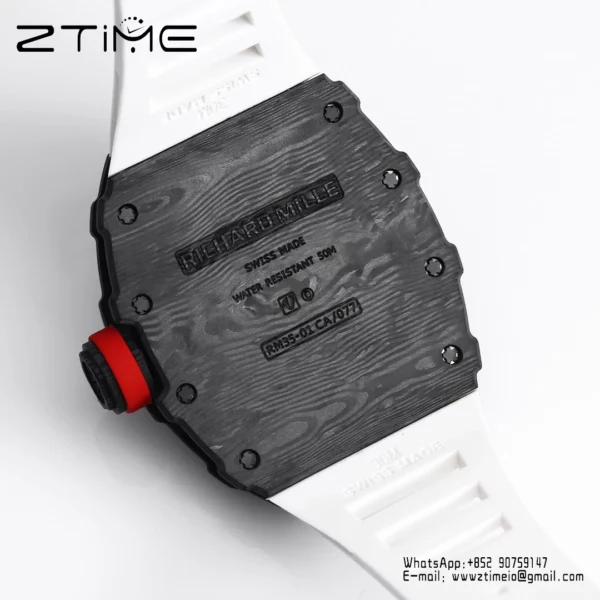 RICHARD MILLE RM35-01 Black Carbon BBR Factory Best Edition White Rubber Strap - Super Clone Watch | 1:1 Best Version
