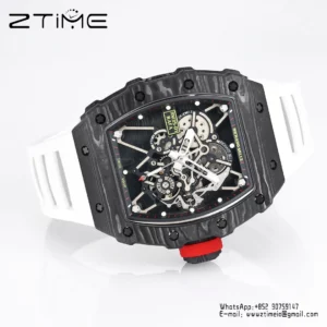 RICHARD MILLE RM35-01 Black Carbon BBR Factory Best Edition White Rubber Strap - Super Clone Watch | 1:1 Best Version