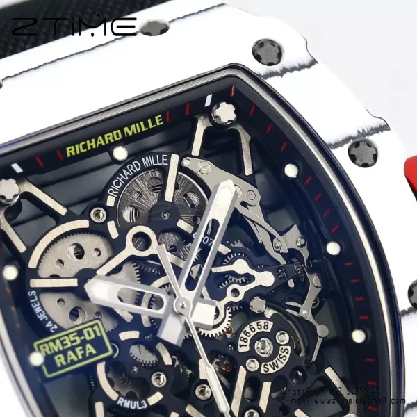 RICHARD MILLE RM35-01 White Carbon BBR Factory Best Edition Black Nylon Strap - Super Clone Watch | 1:1 Best Version