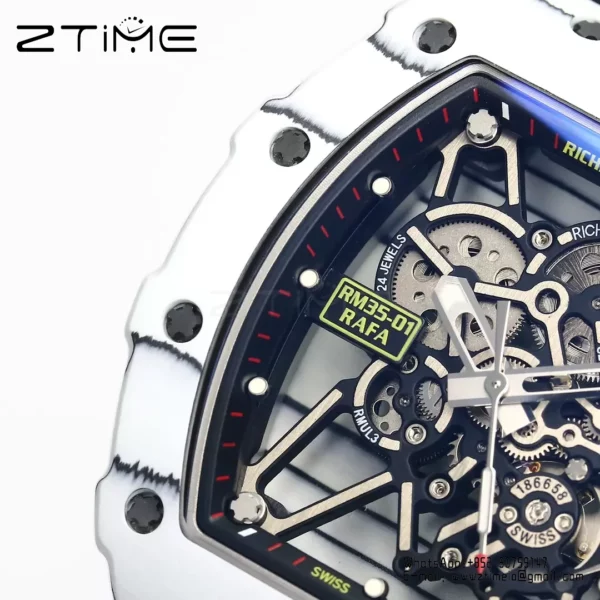RICHARD MILLE RM35-01 White Carbon BBR Factory Best Edition Black Nylon Strap - Super Clone Watch | 1:1 Best Version