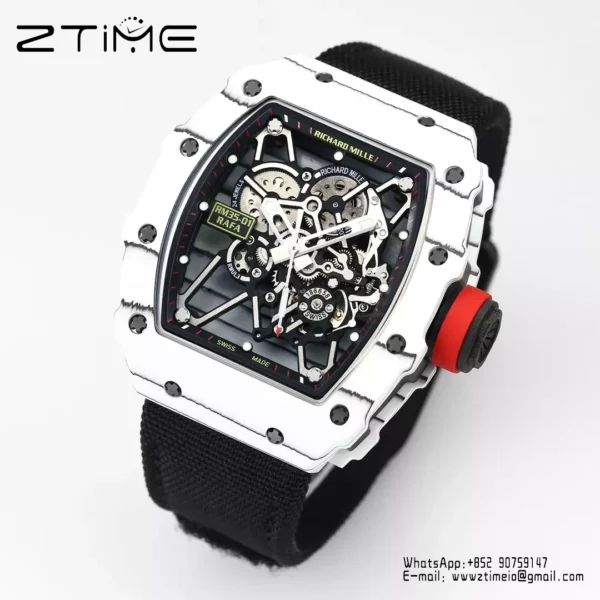 RICHARD MILLE RM35-01 White Carbon BBR Factory Best Edition Black Nylon Strap - Super Clone Watch | 1:1 Best Version