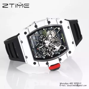 RICHARD MILLE RM35-01 White Carbon BBR Factory Best Edition Black Rubber Strap - Super Clone Watch | 1:1 Best Version