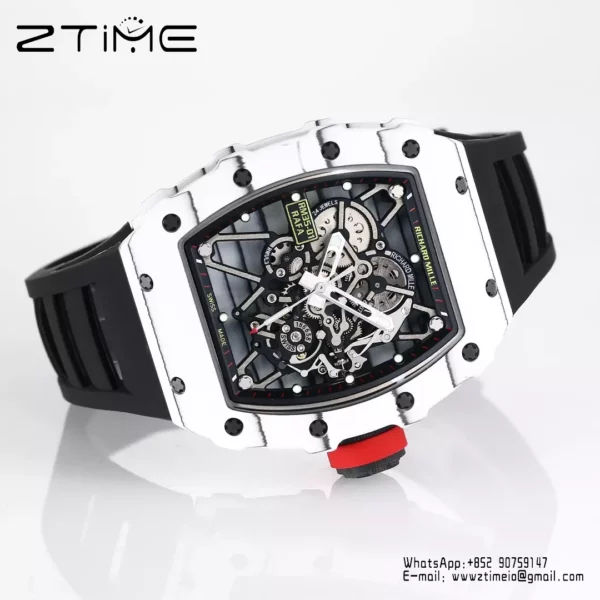 RICHARD MILLE RM35-01 White Carbon BBR Factory Best Edition Black Rubber Strap - Super Clone Watch | 1:1 Best Version