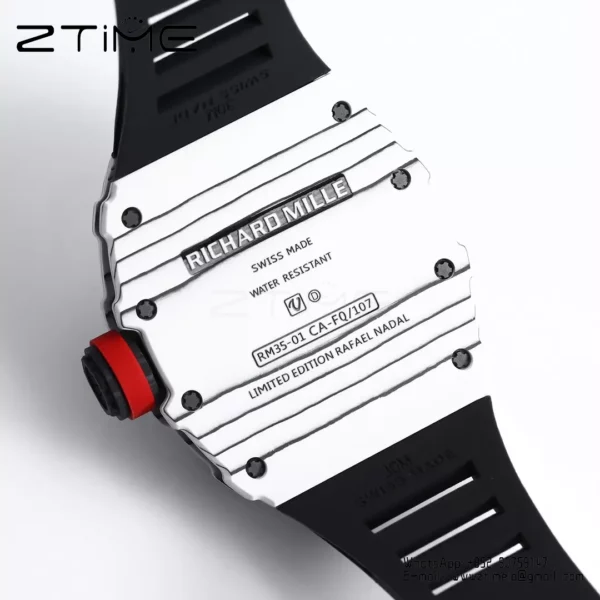 RICHARD MILLE RM35-01 White Carbon BBR Factory Best Edition Black Rubber Strap - Super Clone Watch | 1:1 Best Version