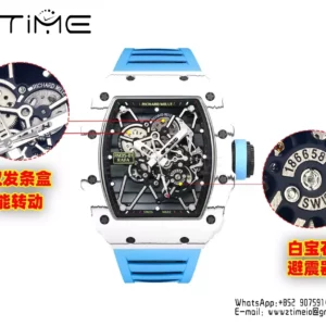 RICHARD MILLE RM35-01 White Carbon BBR Factory Best Edition Blue Rubber Strap - Super Clone Watch | 1:1 Best Version