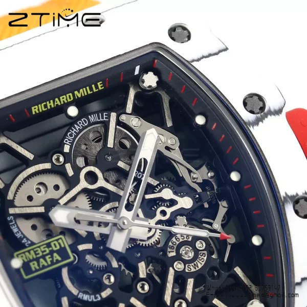 RICHARD MILLE RM35-01 White Carbon BBR Factory Best Edition Orange Nylon Strap - Super Clone Watch | 1:1 Best Version