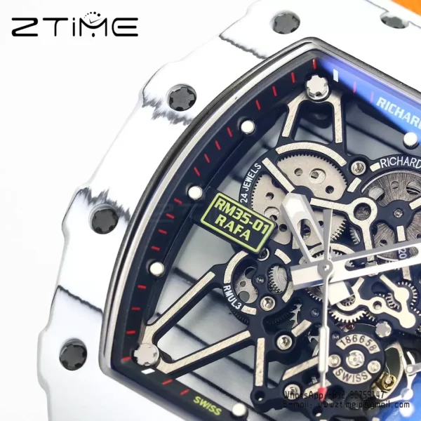 RICHARD MILLE RM35-01 White Carbon BBR Factory Best Edition Orange Nylon Strap - Super Clone Watch | 1:1 Best Version