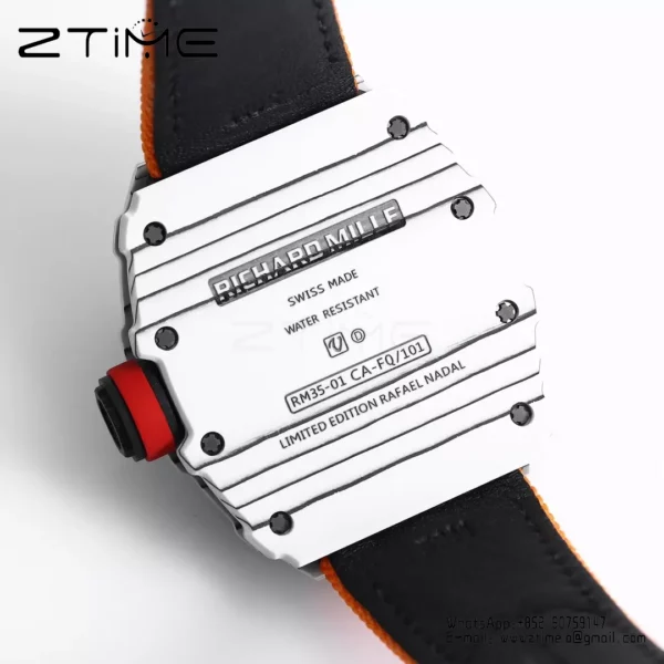 RICHARD MILLE RM35-01 White Carbon BBR Factory Best Edition Orange Nylon Strap - Super Clone Watch | 1:1 Best Version