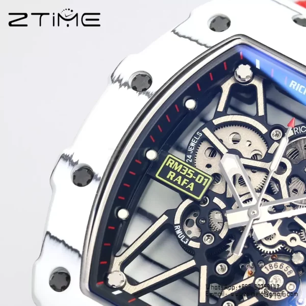 RICHARD MILLE RM35-01 White Carbon BBR Factory Best Edition Red Nylon Strap - Super Clone Watch | 1:1 Best Version