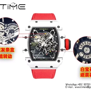 RICHARD MILLE RM35-01 White Carbon BBR Factory Best Edition Red Nylon Strap - Super Clone Watch | 1:1 Best Version