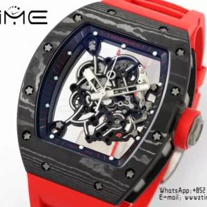 Richard Mille RM055 NTPT APS Factory 1:1 Best Edition Black Bezel Red Crown Rubber Strap - Super Clone Watch | 1:1 Best Version