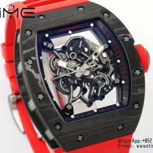 Richard Mille RM055 NTPT APS Factory 1:1 Best Edition Black Bezel Red Crown Rubber Strap - Super Clone Watch | 1:1 Best Version