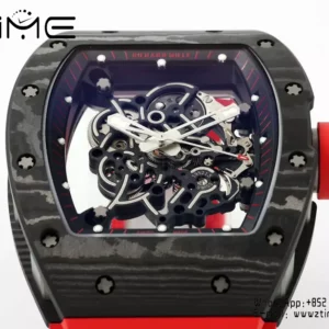 Richard Mille RM055 NTPT APS Factory 1:1 Best Edition Black Bezel Red Crown Rubber Strap - Super Clone Watch | 1:1 Best Version