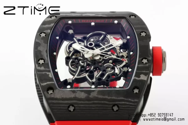 Richard Mille RM055 NTPT APS Factory 1:1 Best Edition Black Bezel Red Crown Rubber Strap - Super Clone Watch | 1:1 Best Version