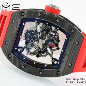 Richard Mille RM055 NTPT APS Factory 1:1 Best Edition Black Bezel Red Crown Rubber Strap - Super Clone Watch | 1:1 Best Version