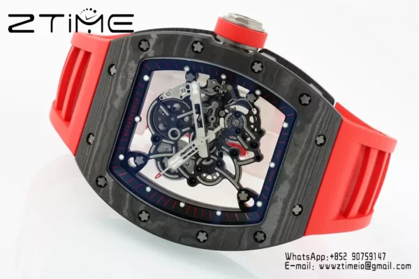 Richard Mille RM055 NTPT APS Factory 1:1 Best Edition Black Bezel Red Crown Rubber Strap - Super Clone Watch | 1:1 Best Version