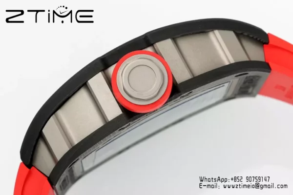 Richard Mille RM055 NTPT APS Factory 1:1 Best Edition Black Bezel Red Crown Rubber Strap - Super Clone Watch | 1:1 Best Version