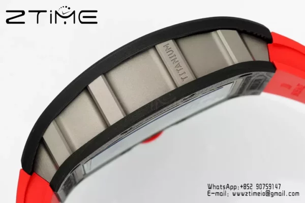 Richard Mille RM055 NTPT APS Factory 1:1 Best Edition Black Bezel Red Crown Rubber Strap - Super Clone Watch | 1:1 Best Version
