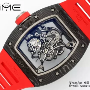 Richard Mille RM055 NTPT APS Factory 1:1 Best Edition Black Bezel Red Crown Rubber Strap - Super Clone Watch | 1:1 Best Version