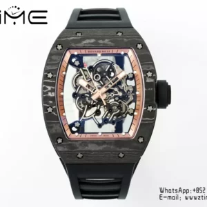リシャール・ミル RM055 NTPT APSファクトリー 1:1ベストエディション RGベゼル ブラッククラウン ラバーストラップ - スーパークローンウォッチ｜1:1ベストバージョン