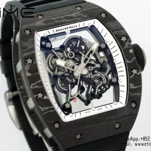 Richard Mille RM055 NTPT APS Factory 1:1 Best Edition White Bezel Black Crown Rubber Strap - Super Clone Watch | 1:1 Best Version