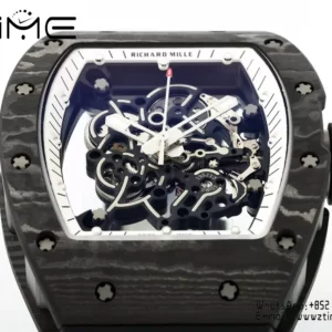 Richard Mille RM055 NTPT APS Factory 1:1 Best Edition White Bezel Black Crown Rubber Strap - Super Clone Watch | 1:1 Best Version