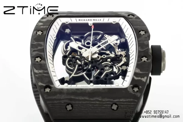 Richard Mille RM055 NTPT APS Factory 1:1 Best Edition White Bezel Black Crown Rubber Strap - Super Clone Watch | 1:1 Best Version