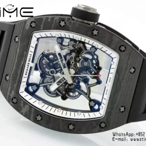 Richard Mille RM055 NTPT APS Factory 1:1 Best Edition White Bezel Black Crown Rubber Strap - Super Clone Watch | 1:1 Best Version
