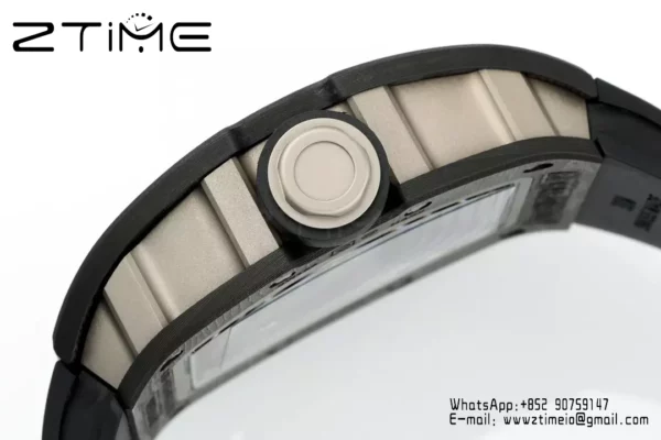 Richard Mille RM055 NTPT APS Factory 1:1 Best Edition White Bezel Black Crown Rubber Strap - Super Clone Watch | 1:1 Best Version