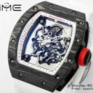 Richard Mille RM055 NTPT APS Factory 1:1 Best Edition White Bezel Red Crown Rubber Strap - Super Clone Watch | 1:1 Best Version