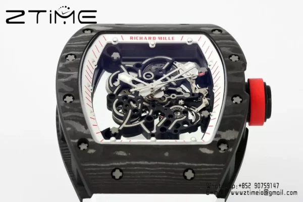 Richard Mille RM055 NTPT APS Factory 1:1 Best Edition White Bezel Red Crown Rubber Strap - Super Clone Watch | 1:1 Best Version