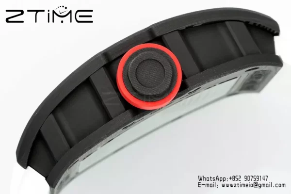 Richard Mille RM055 NTPT APS Factory 1:1 Best Edition White Bezel Red Crown Rubber Strap - Super Clone Watch | 1:1 Best Version