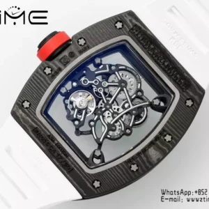 Richard Mille RM055 NTPT APS Factory 1:1 Best Edition White Bezel Red Crown Rubber Strap - Super Clone Watch | 1:1 Best Version
