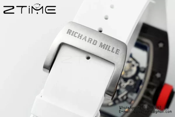 Richard Mille RM055 NTPT APS Factory 1:1 Best Edition White Bezel Red Crown Rubber Strap - Super Clone Watch | 1:1 Best Version