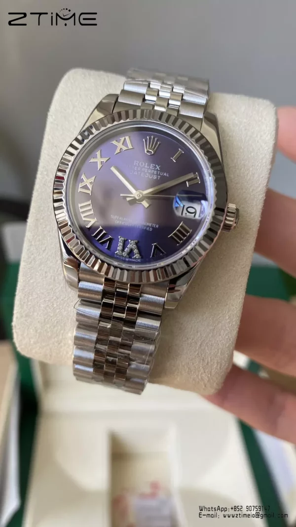 Rolex DateJust 31mm 278274 A+ Factory 1:1 Best Edition 904L Steel purple Roman Dial on Jubilee Bracelet DD2824 - Super Clone Watch | 1:1 Best Version