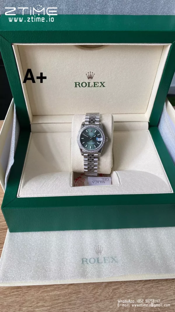 Rolex DateJust 31mm 278384 A+ Factory 1:1 Best Edition Green Dial on Diamond Bezel DD2824 - Super Clone Watch | 1:1 Best Version