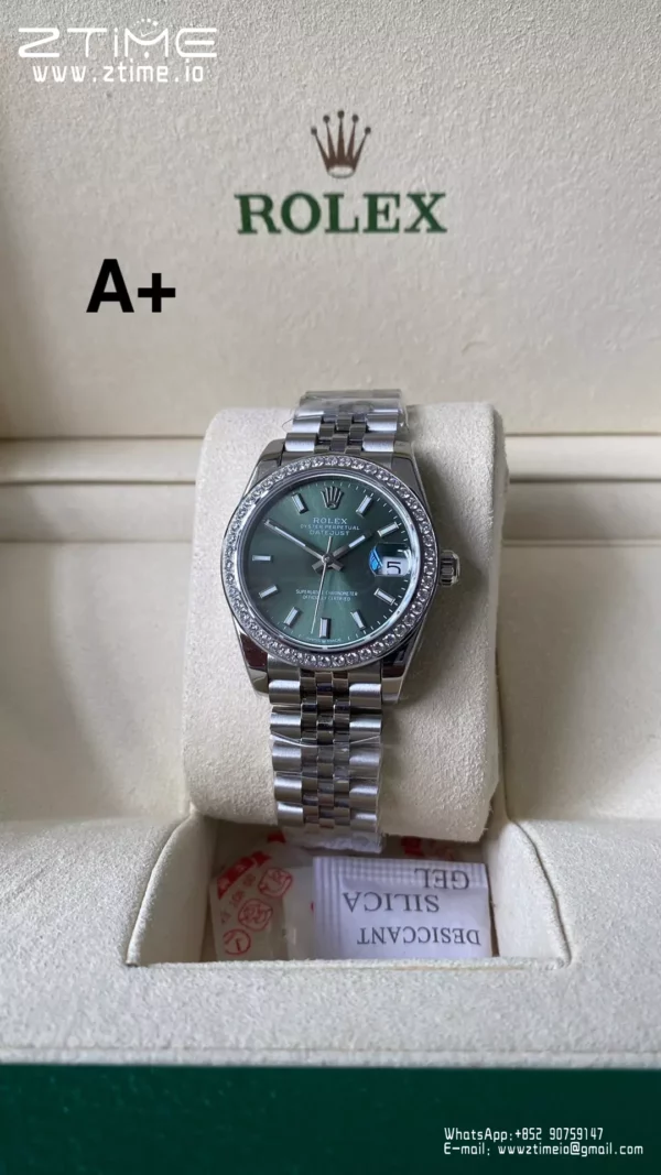 Rolex DateJust 31mm 278384 A+ Factory 1:1 Best Edition Green Dial on Diamond Bezel DD2824 - Super Clone Watch | 1:1 Best Version