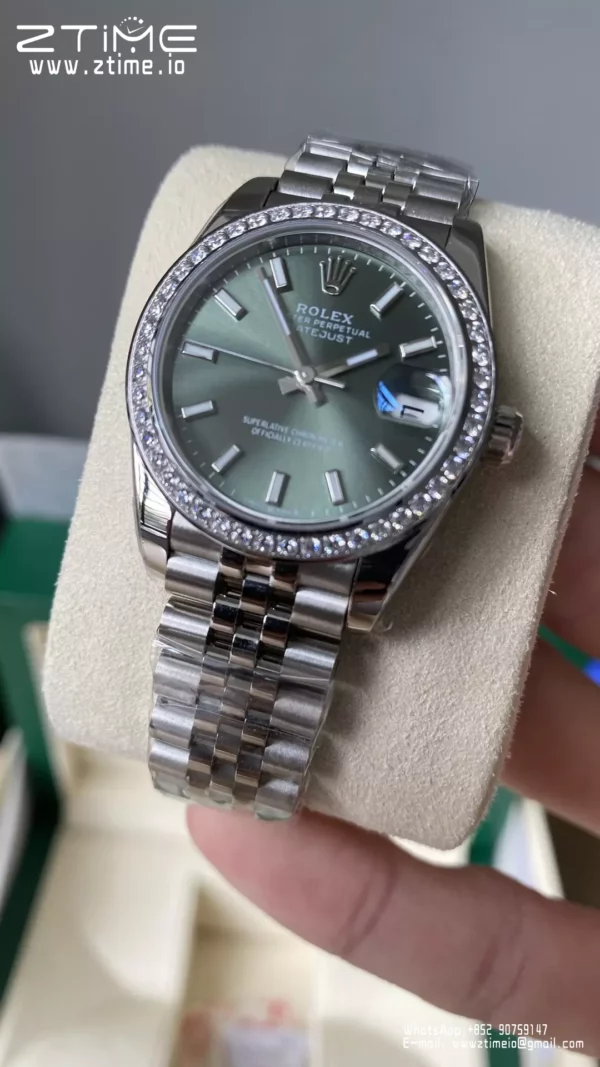 Rolex DateJust 31mm 278384 A+ Factory 1:1 Best Edition Green Dial on Diamond Bezel DD2824 - Super Clone Watch | 1:1 Best Version