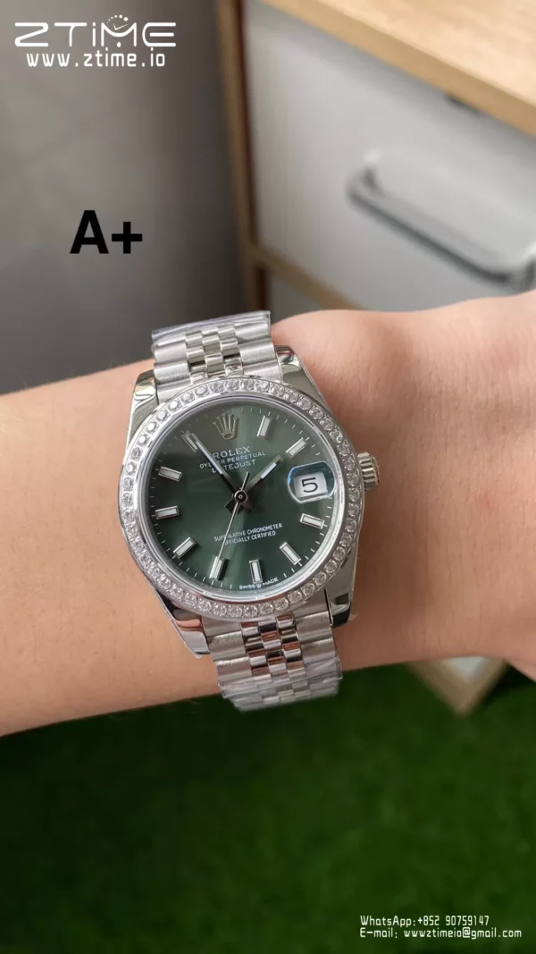 Rolex DateJust 31mm 278384 A+ Factory 1:1 Best Edition Green Dial on Diamond Bezel DD2824 - Super Clone Watch | 1:1 Best Version