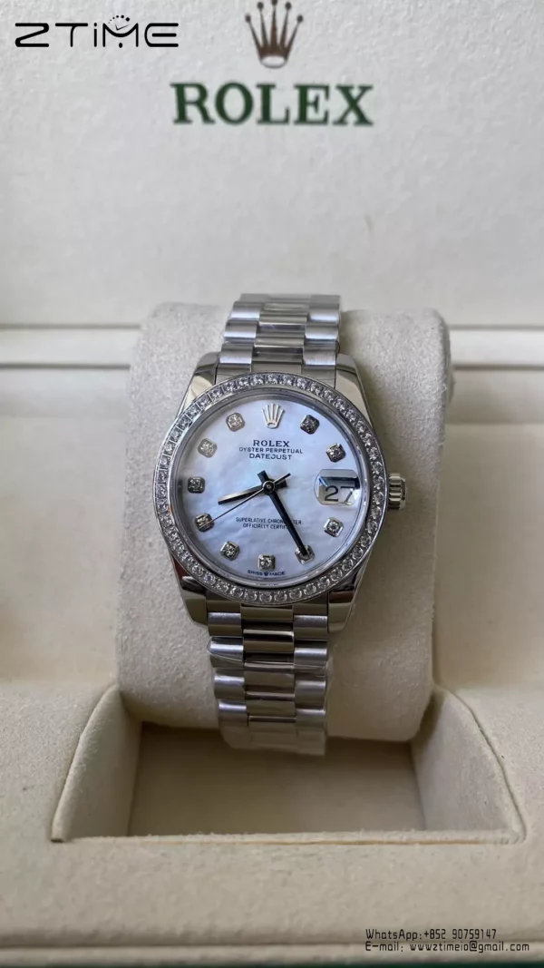 Rolex DateJust 31mm 278384 A+ Factory 1:1 Best Edition MOP Dial on Diamond Bezel DD2824 - Super Clone Watch | 1:1 Best Version