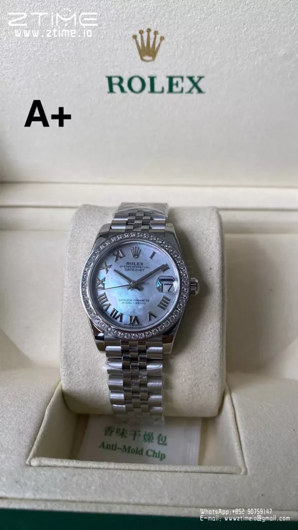 Rolex DateJust 31mm 278384 A+ Factory 1:1 Best Edition MOP Roman Dial on Diamond Bezel DD2824 - Super Clone Watch | 1:1 Best Version