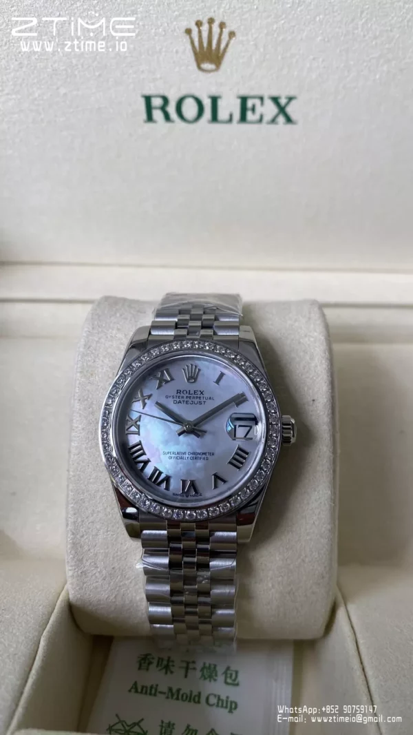 Rolex DateJust 31mm 278384 A+ Factory 1:1 Best Edition MOP Roman Dial on Diamond Bezel DD2824 - Super Clone Watch | 1:1 Best Version