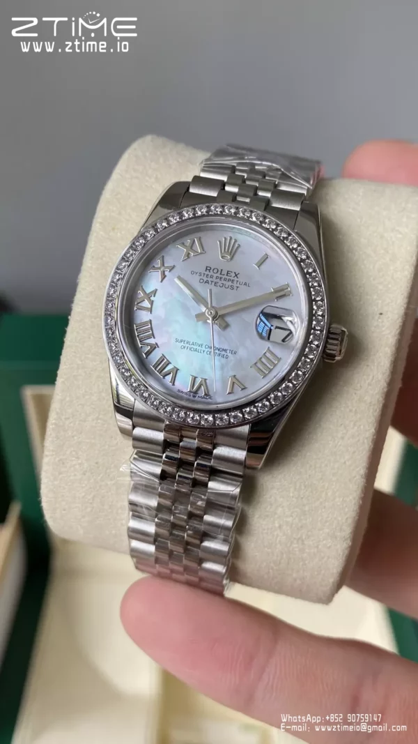 Rolex DateJust 31mm 278384 A+ Factory 1:1 Best Edition MOP Roman Dial on Diamond Bezel DD2824 - Super Clone Watch | 1:1 Best Version