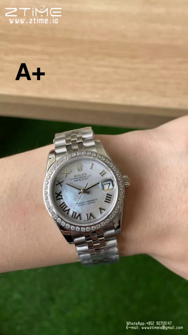 Rolex DateJust 31mm 278384 A+ Factory 1:1 Best Edition MOP Roman Dial on Diamond Bezel DD2824 - Super Clone Watch | 1:1 Best Version