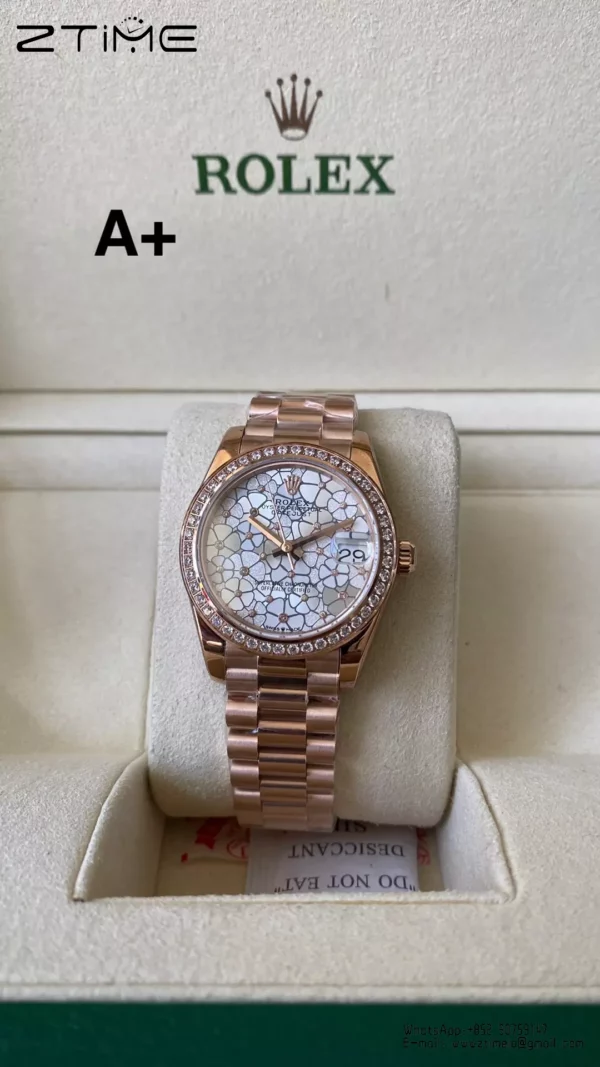 Rolex DateJust RG 31mm 278285 A+ Factory 1:1 Best Edition Floral Dial Diamond Bezel - Super Clone Watch | 1:1 Best Version