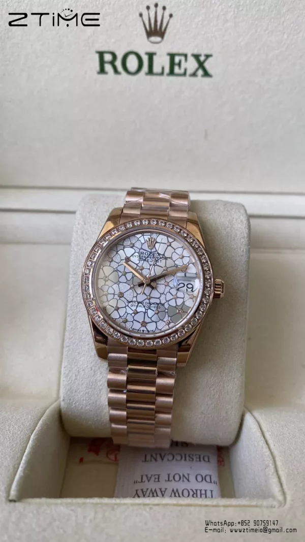 Rolex DateJust RG 31mm 278285 A+ Factory 1:1 Best Edition Floral Dial Diamond Bezel - Super Clone Watch | 1:1 Best Version