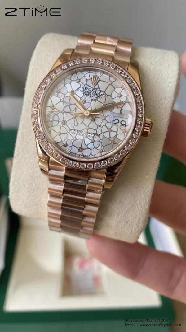 Rolex DateJust RG 31mm 278285 A+ Factory 1:1 Best Edition Floral Dial Diamond Bezel - Super Clone Watch | 1:1 Best Version