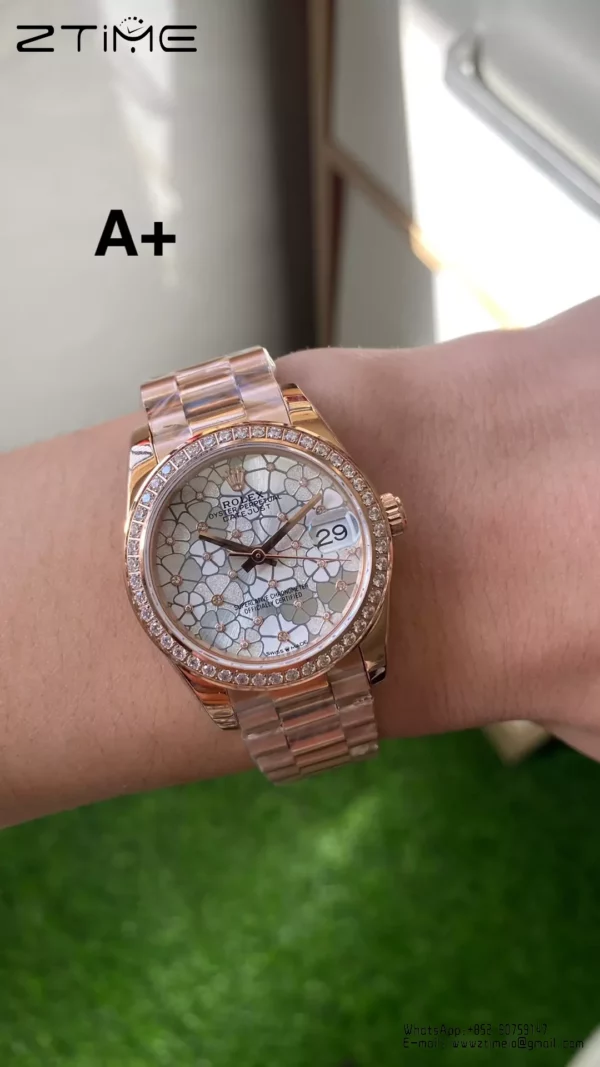 Rolex DateJust RG 31mm 278285 A+ Factory 1:1 Best Edition Floral Dial Diamond Bezel - Super Clone Watch | 1:1 Best Version